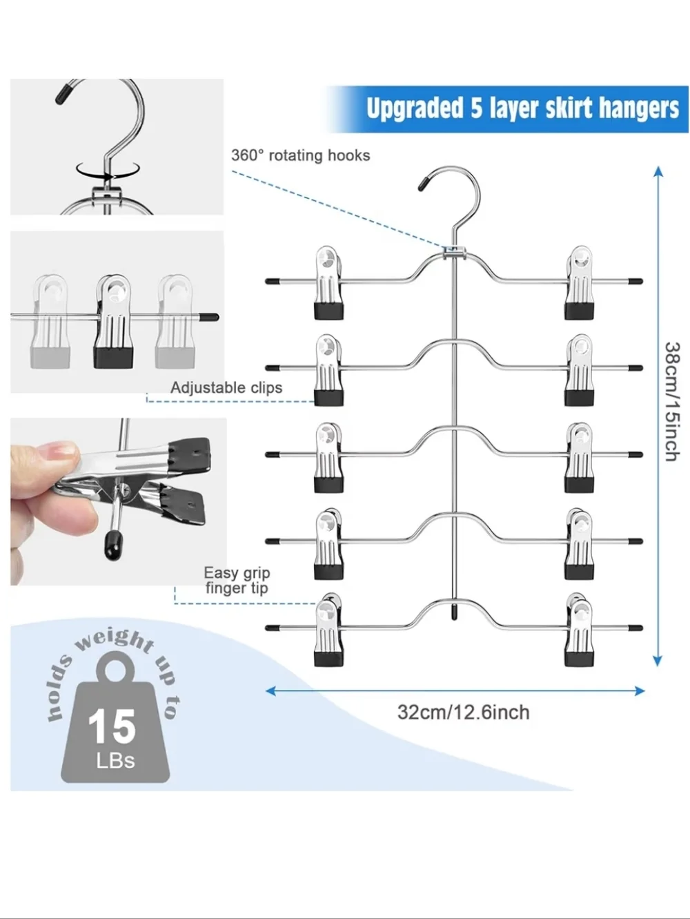 Multi-Tier Skirt Hanger Great For Shorts, Skirts, Skorts And More